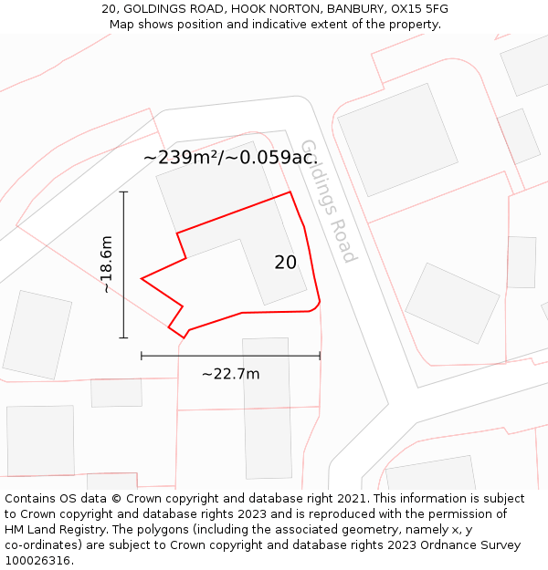 20, GOLDINGS ROAD, HOOK NORTON, BANBURY, OX15 5FG: Plot and title map