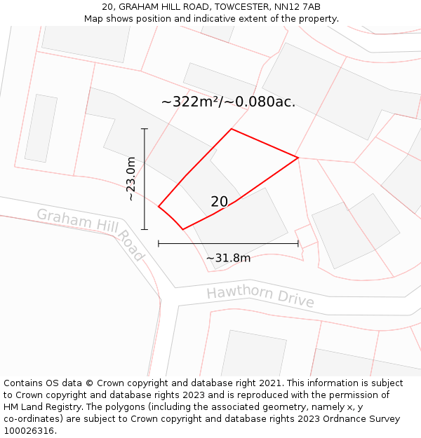 20, GRAHAM HILL ROAD, TOWCESTER, NN12 7AB: Plot and title map