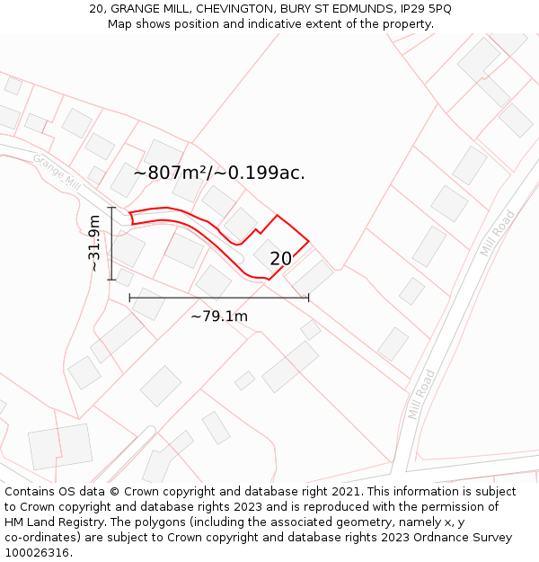 20, GRANGE MILL, CHEVINGTON, BURY ST EDMUNDS, IP29 5PQ: Plot and title map