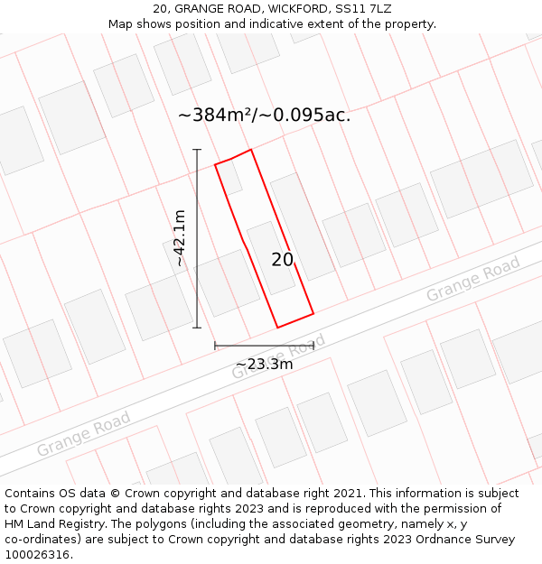 20, GRANGE ROAD, WICKFORD, SS11 7LZ: Plot and title map