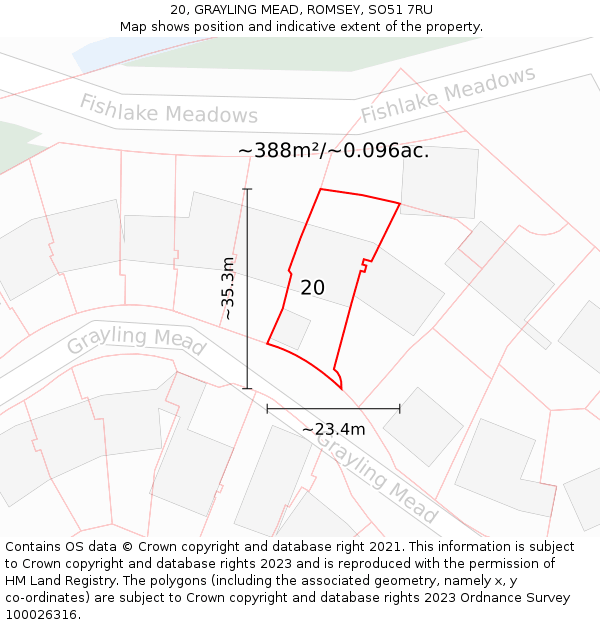 20, GRAYLING MEAD, ROMSEY, SO51 7RU: Plot and title map