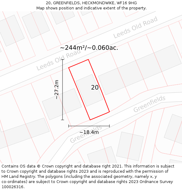 20, GREENFIELDS, HECKMONDWIKE, WF16 9HG: Plot and title map