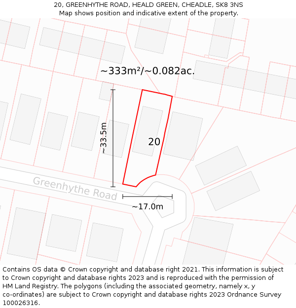 20, GREENHYTHE ROAD, HEALD GREEN, CHEADLE, SK8 3NS: Plot and title map