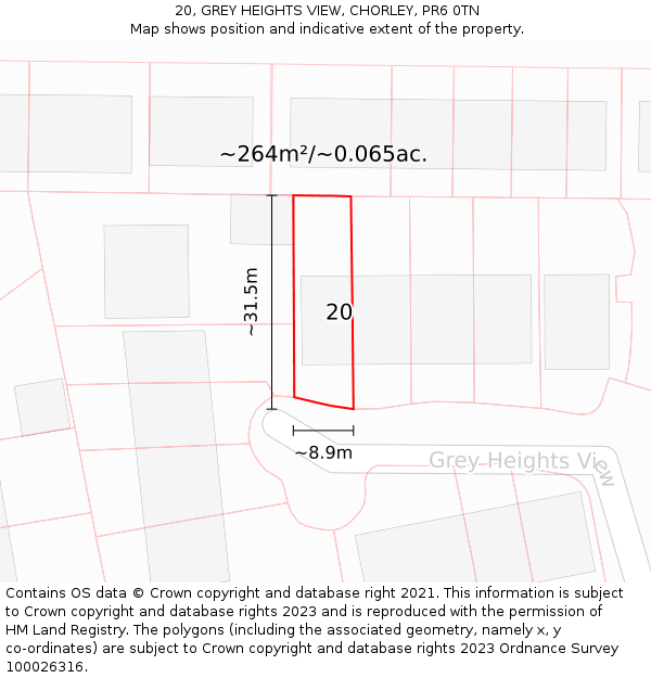 20, GREY HEIGHTS VIEW, CHORLEY, PR6 0TN: Plot and title map