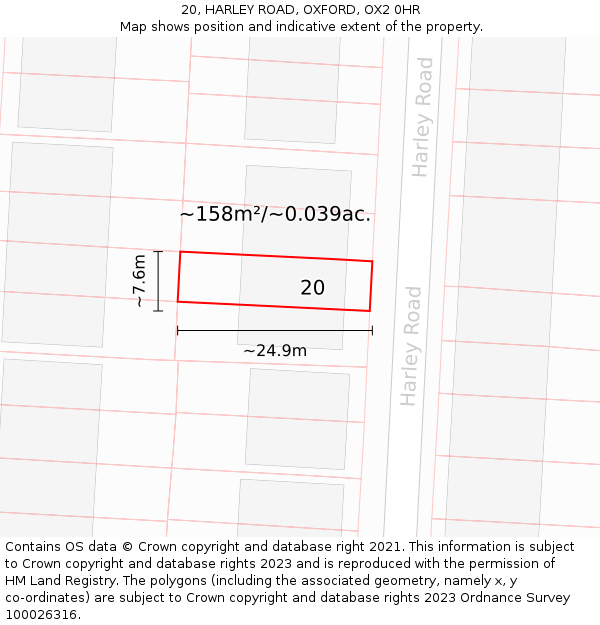 20, HARLEY ROAD, OXFORD, OX2 0HR: Plot and title map