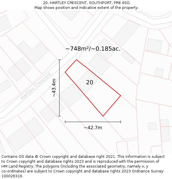 20, HARTLEY CRESCENT, SOUTHPORT, PR8 4SG: Plot and title map