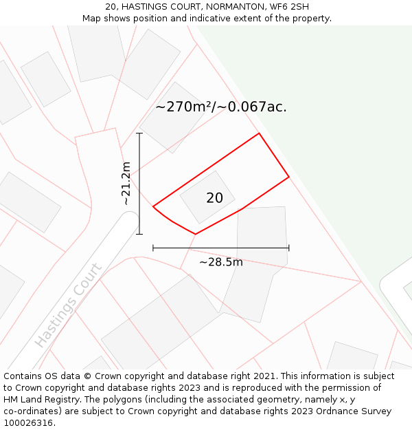 20, HASTINGS COURT, NORMANTON, WF6 2SH: Plot and title map