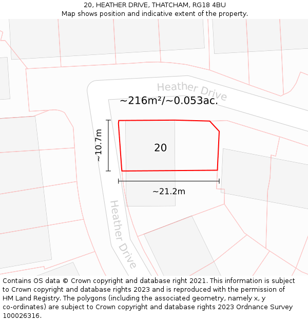 20, HEATHER DRIVE, THATCHAM, RG18 4BU: Plot and title map