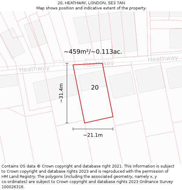 20, HEATHWAY, LONDON, SE3 7AN: Plot and title map