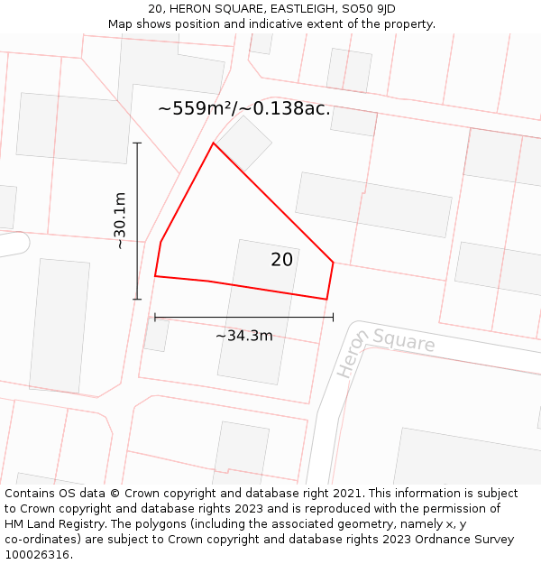 20, HERON SQUARE, EASTLEIGH, SO50 9JD: Plot and title map