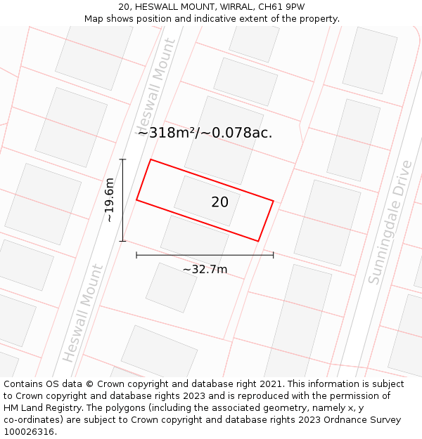 20, HESWALL MOUNT, WIRRAL, CH61 9PW: Plot and title map