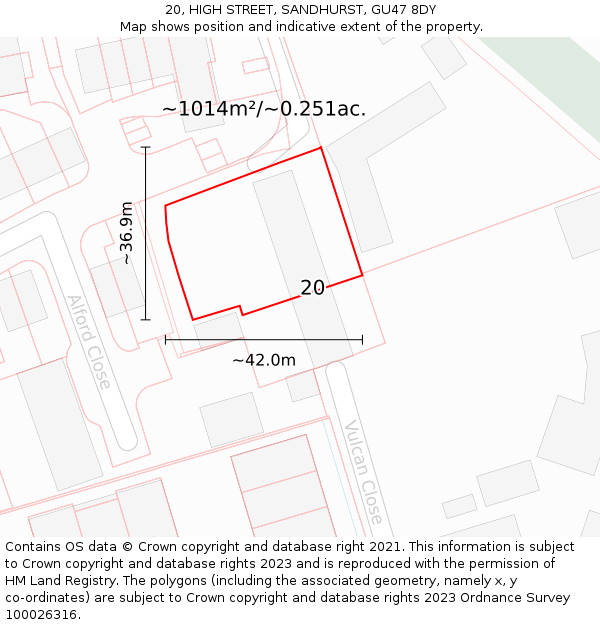 20, HIGH STREET, SANDHURST, GU47 8DY: Plot and title map