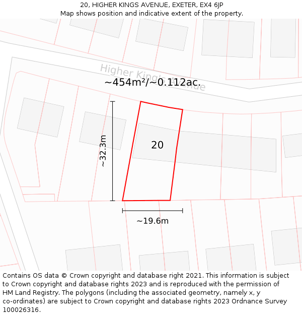 20, HIGHER KINGS AVENUE, EXETER, EX4 6JP: Plot and title map