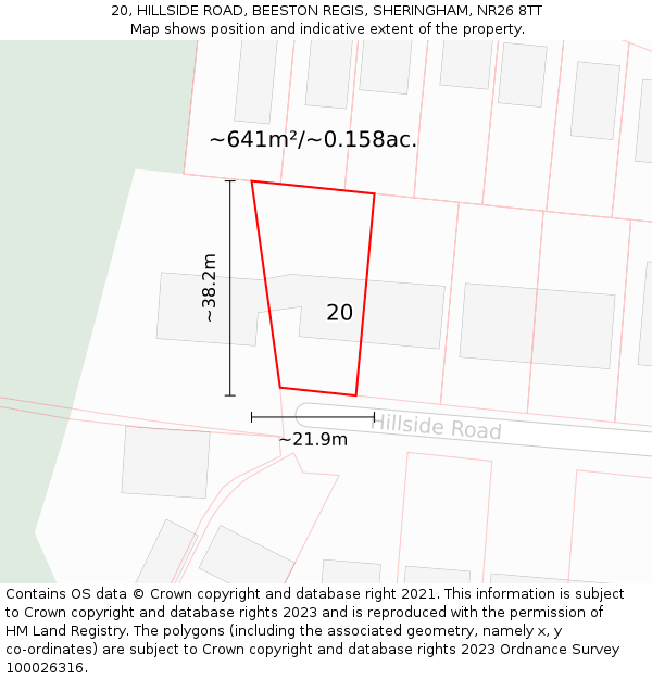 20, HILLSIDE ROAD, BEESTON REGIS, SHERINGHAM, NR26 8TT: Plot and title map