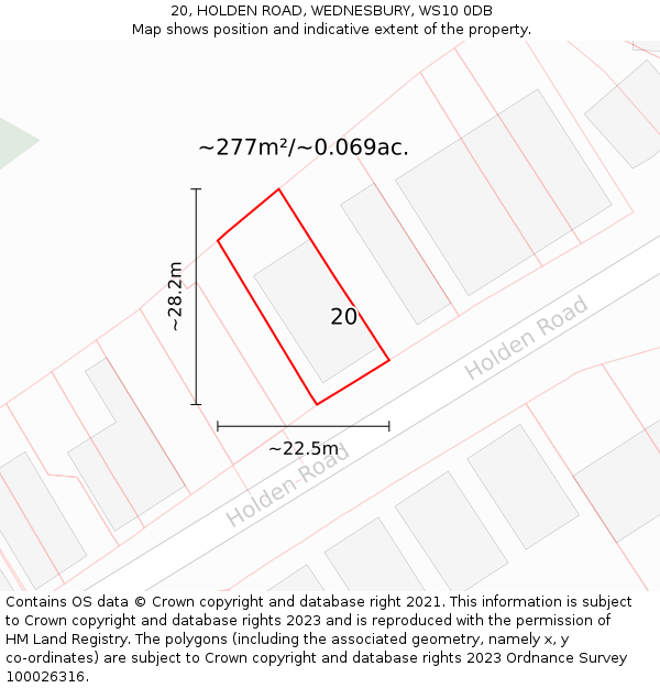 20, HOLDEN ROAD, WEDNESBURY, WS10 0DB: Plot and title map