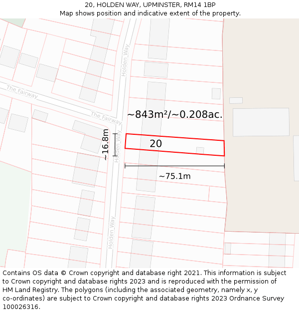 20, HOLDEN WAY, UPMINSTER, RM14 1BP: Plot and title map