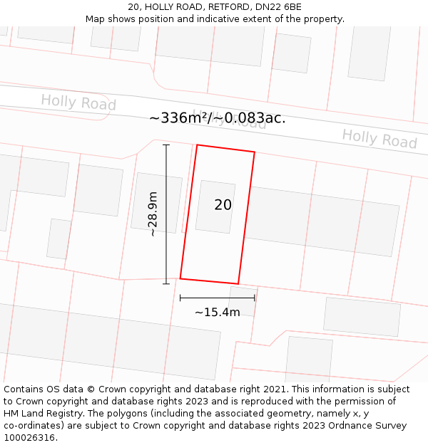 20, HOLLY ROAD, RETFORD, DN22 6BE: Plot and title map