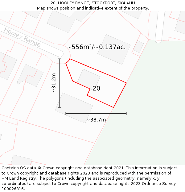 20, HOOLEY RANGE, STOCKPORT, SK4 4HU: Plot and title map