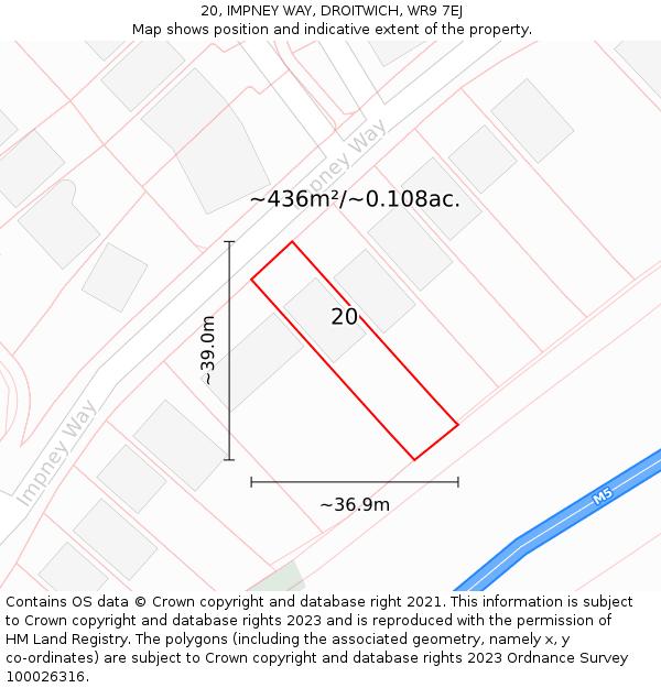 20, IMPNEY WAY, DROITWICH, WR9 7EJ: Plot and title map