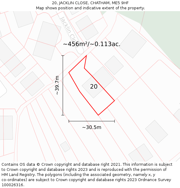 20, JACKLIN CLOSE, CHATHAM, ME5 9HF: Plot and title map