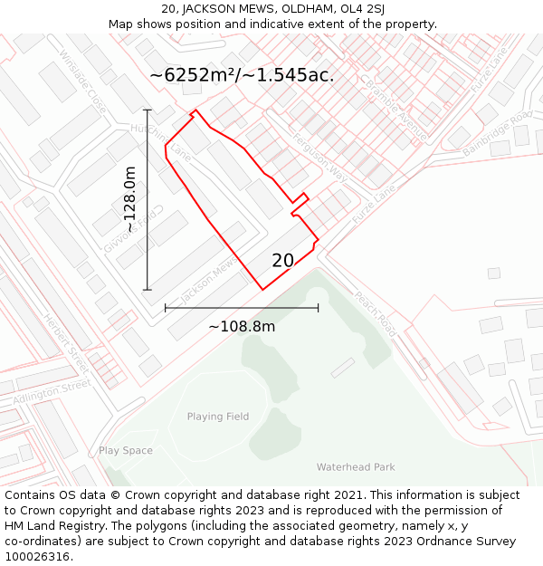 20, JACKSON MEWS, OLDHAM, OL4 2SJ: Plot and title map