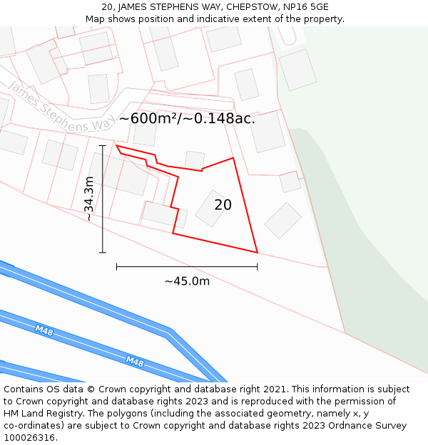 20, JAMES STEPHENS WAY, CHEPSTOW, NP16 5GE: Plot and title map