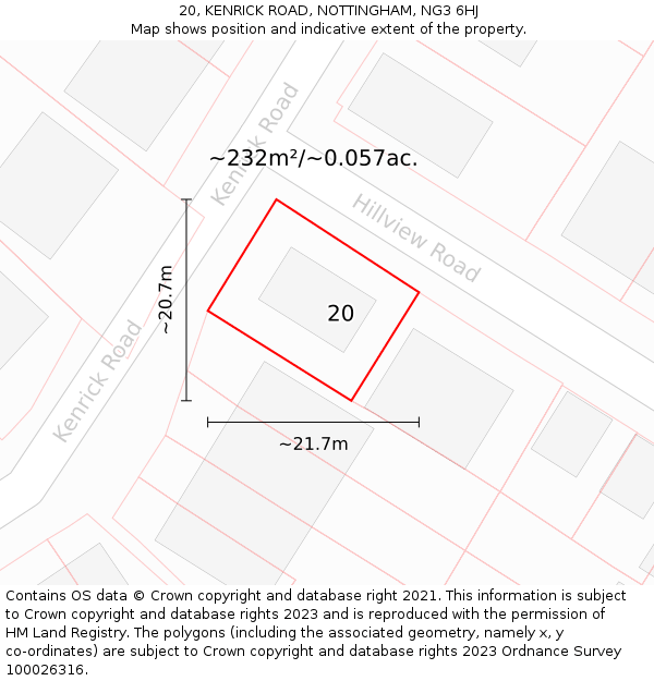 20, KENRICK ROAD, NOTTINGHAM, NG3 6HJ: Plot and title map