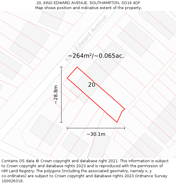 20, KING EDWARD AVENUE, SOUTHAMPTON, SO16 4DF: Plot and title map