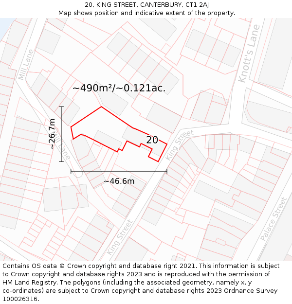 20, KING STREET, CANTERBURY, CT1 2AJ: Plot and title map