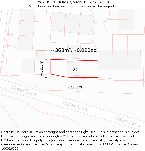 20, KINGFISHER ROAD, MANSFIELD, NG19 6EG: Plot and title map