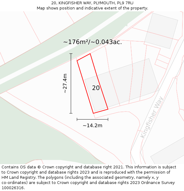 20, KINGFISHER WAY, PLYMOUTH, PL9 7RU: Plot and title map