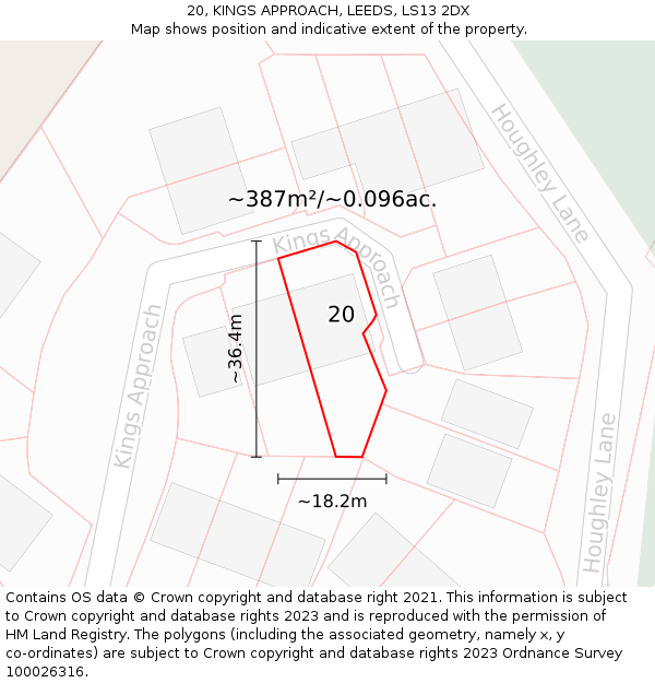 20, KINGS APPROACH, LEEDS, LS13 2DX: Plot and title map