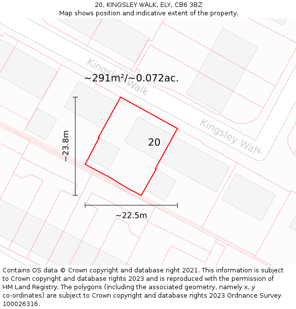 20, KINGSLEY WALK, ELY, CB6 3BZ: Plot and title map