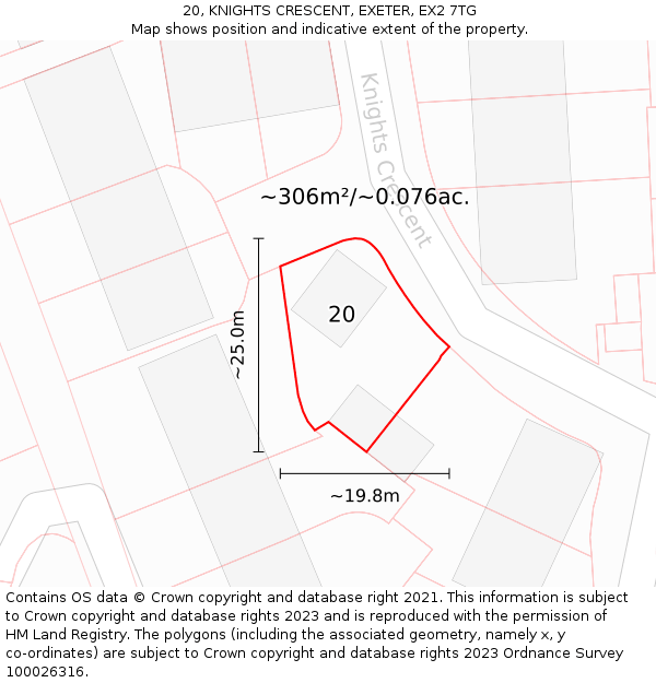 20, KNIGHTS CRESCENT, EXETER, EX2 7TG: Plot and title map