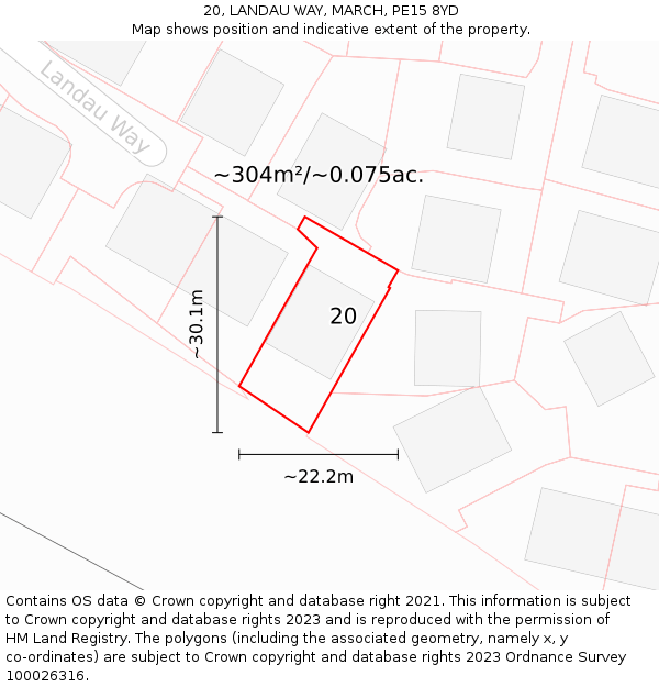 20, LANDAU WAY, MARCH, PE15 8YD: Plot and title map