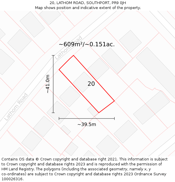 20, LATHOM ROAD, SOUTHPORT, PR9 0JH: Plot and title map