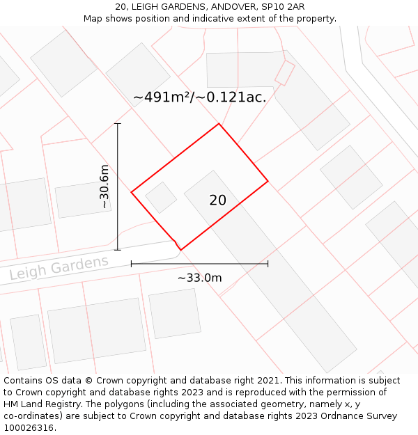 20, LEIGH GARDENS, ANDOVER, SP10 2AR: Plot and title map