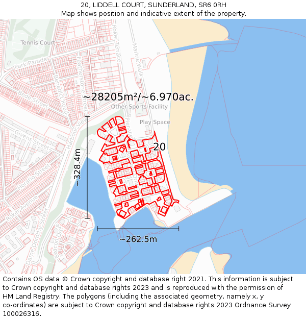 20, LIDDELL COURT, SUNDERLAND, SR6 0RH: Plot and title map