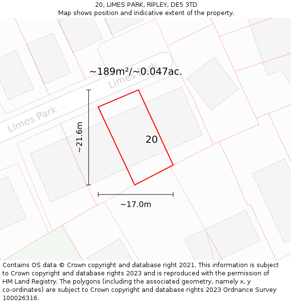 20, LIMES PARK, RIPLEY, DE5 3TD: Plot and title map