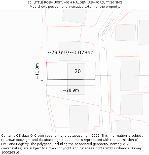 20, LITTLE ROBHURST, HIGH HALDEN, ASHFORD, TN26 3NG: Plot and title map
