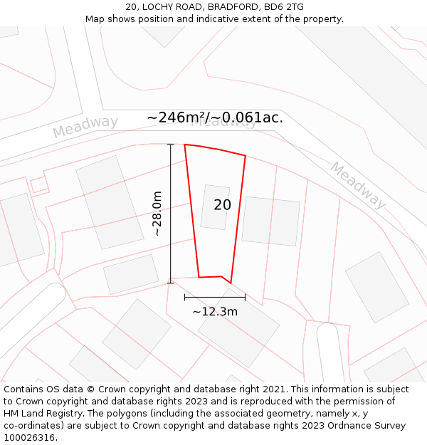 20, LOCHY ROAD, BRADFORD, BD6 2TG: Plot and title map