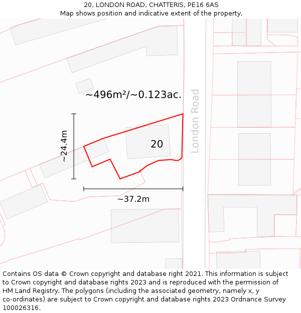 20, LONDON ROAD, CHATTERIS, PE16 6AS: Plot and title map