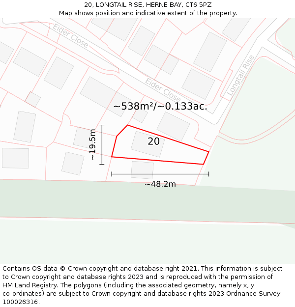 20, LONGTAIL RISE, HERNE BAY, CT6 5PZ: Plot and title map