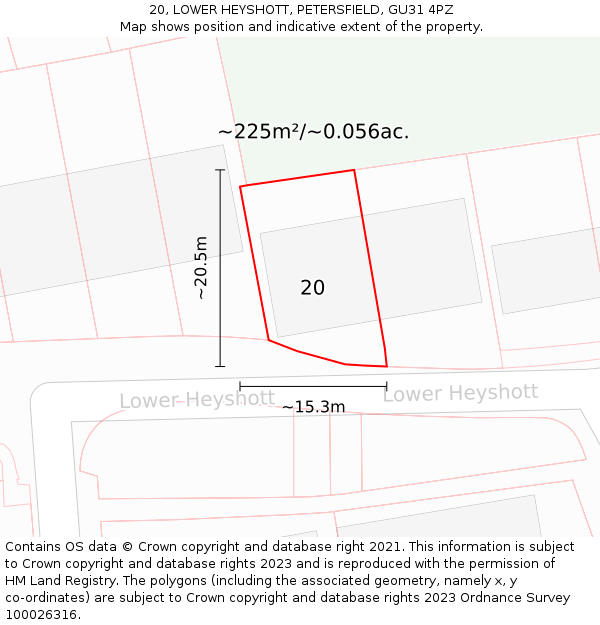 20, LOWER HEYSHOTT, PETERSFIELD, GU31 4PZ: Plot and title map