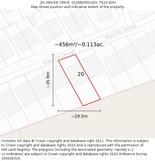 20, MACKIE DRIVE, GUISBOROUGH, TS14 6DH: Plot and title map