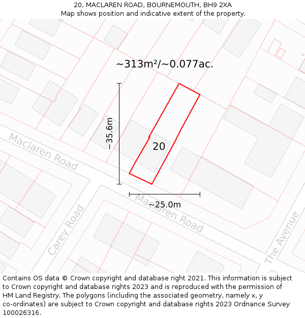 20, MACLAREN ROAD, BOURNEMOUTH, BH9 2XA: Plot and title map