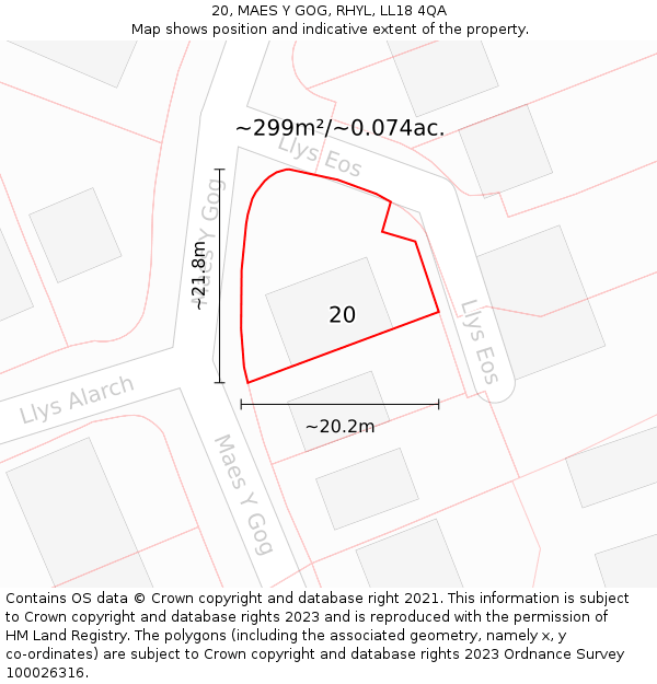 20, MAES Y GOG, RHYL, LL18 4QA: Plot and title map