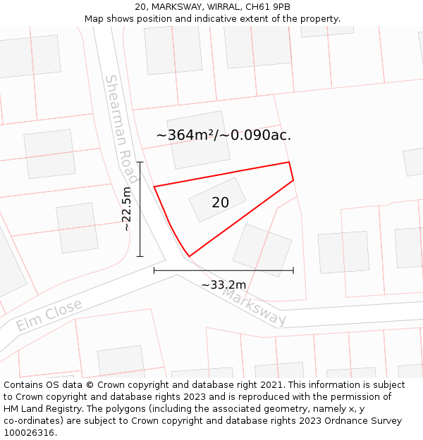 20, MARKSWAY, WIRRAL, CH61 9PB: Plot and title map