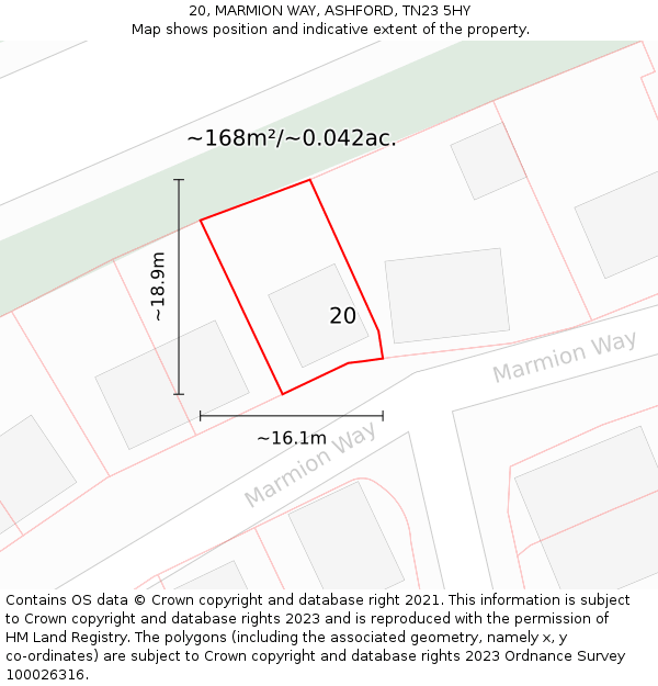 20, MARMION WAY, ASHFORD, TN23 5HY: Plot and title map