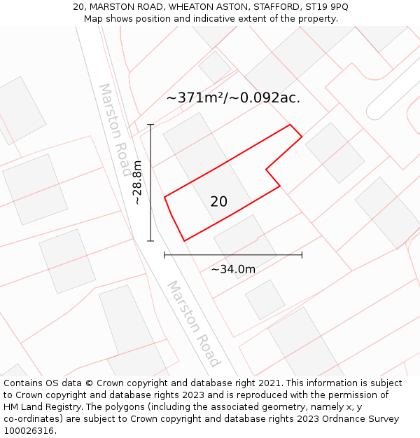 20, MARSTON ROAD, WHEATON ASTON, STAFFORD, ST19 9PQ: Plot and title map